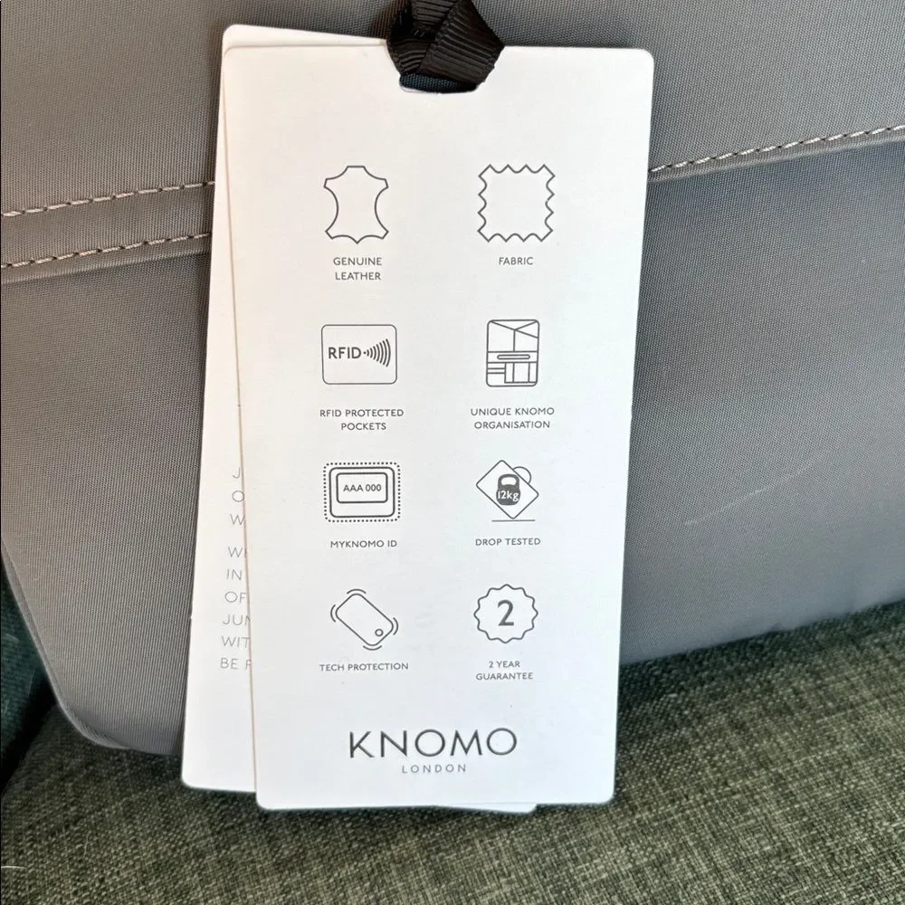 Knomo Maiyfair Hanover Gray 14” Laptop crossbody handle nylon Bag unisex NWT
